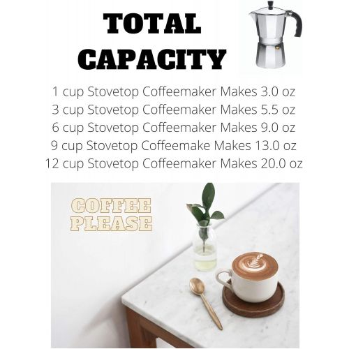  IMUSA USA B120-42V Aluminum Espresso Stovetop Coffeemaker 3-Cup, Silver