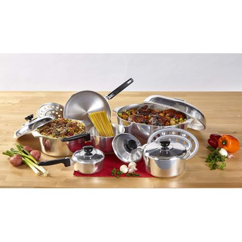  IMUSA USA Heavy Duty 13-Piece Cast Aluminum Cajun Cookware Set, Silver