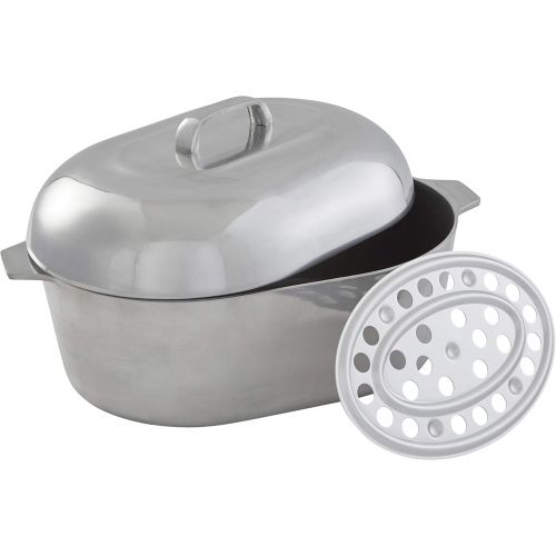  IMUSA USA Heavy Duty Cajun Oval Aluminum Roaster 15, Silver