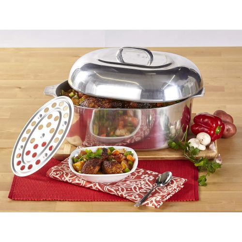  IMUSA USA Heavy Duty Cajun Oval Aluminum Roaster 15, Silver