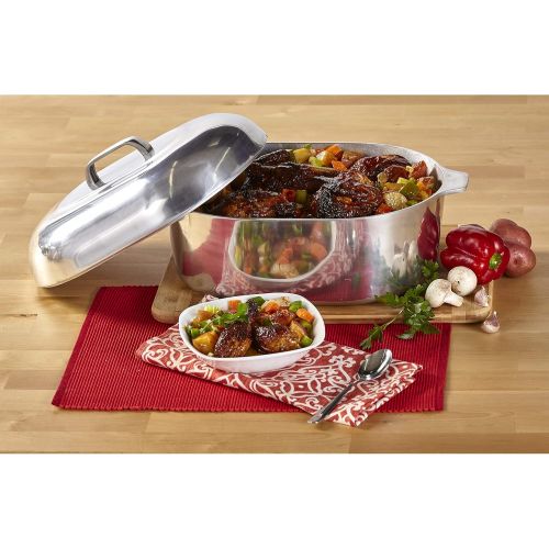  IMUSA USA Heavy Duty Cajun Oval Aluminum Roaster 15, Silver