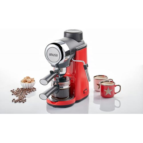  [아마존베스트]IMUSA USA 4 Cup Epic Electric Espresso/Cappuccino Maker, Red 800 Watts