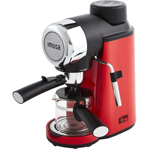  [아마존베스트]IMUSA USA 4 Cup Epic Electric Espresso/Cappuccino Maker, Red 800 Watts