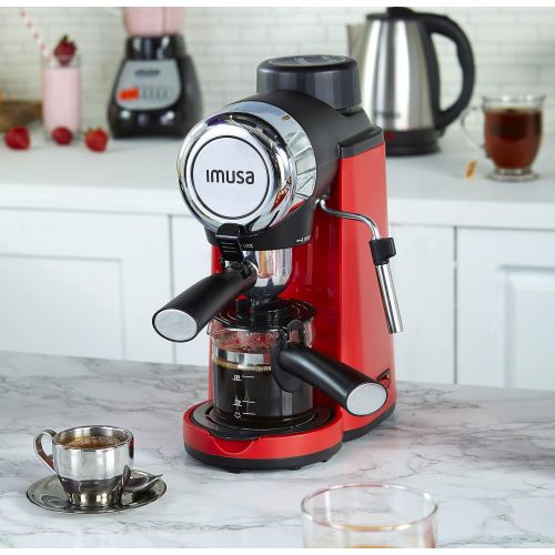  [아마존베스트]IMUSA USA 4 Cup Epic Electric Espresso/Cappuccino Maker, Red 800 Watts