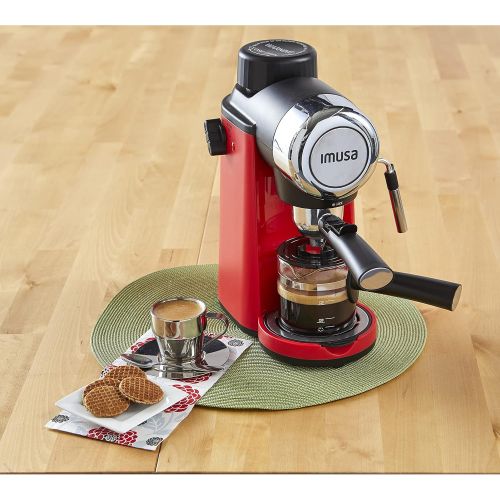  [아마존베스트]IMUSA USA 4 Cup Epic Electric Espresso/Cappuccino Maker, Red 800 Watts