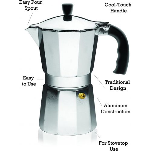  Imusa Aluminum Espresso Stovetop 1-cup Coffeemaker, Silver