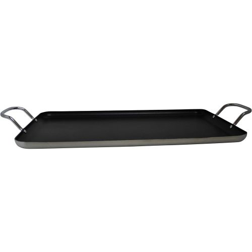  Imusa USA Nonstick Stovetop Double Burner Griddle with Metal Handles, 17-Inch, Black