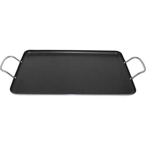 Imusa USA Nonstick Stovetop Double Burner Griddle with Metal Handles, 17-Inch, Black
