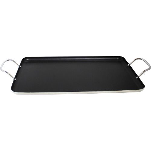  Imusa USA Nonstick Stovetop Double Burner Griddle with Metal Handles, 17-Inch, Black