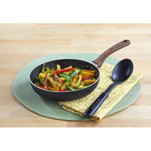  IMUSA USA Woodlook 8 Black Stone Fry Pan Handle and Speckled Nonstick Interior, 8