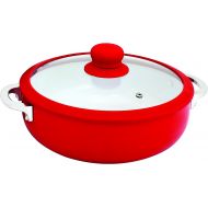 IMUSA USA 3.2Qt Red Ceramic Nonstick Caldero (Dutch Oven) with Silicone Rim & Glass Lid