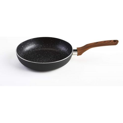  [아마존베스트]IMUSA USA Woodlook 8 Black Stone Fry Pan Handle and Speckled Nonstick Interior, 8