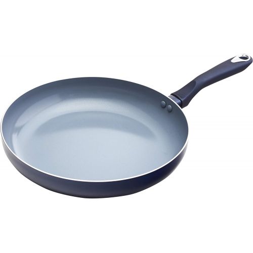  [아마존베스트]IMUSA USA Blue Ceramic Fry Pan with Soft Touch Handle, 12 Inch, 12