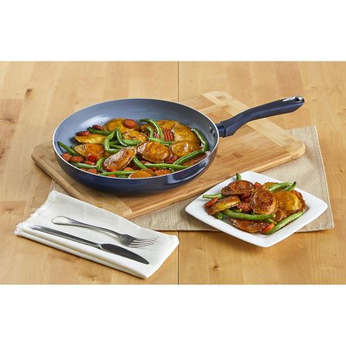  [아마존베스트]IMUSA USA Blue Ceramic Fry Pan with Soft Touch Handle, 12 Inch, 12