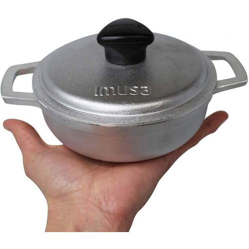  [아마존베스트]IMUSA USA 0.7Qt Traditional Colombian Mini Caldero (Dutch Oven) for Cooking and Serving, 0.7 Quart, Silver