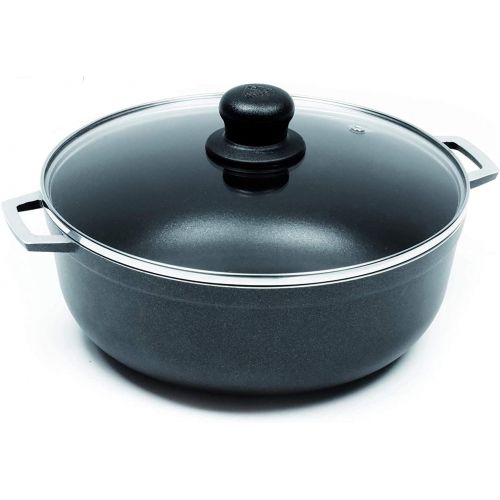  [아마존베스트]IMUSA USA Black 3.7Qt Nonstick Caldero with Glass Lid and Steam Vent (Dutch Oven), 3.7-Quarts