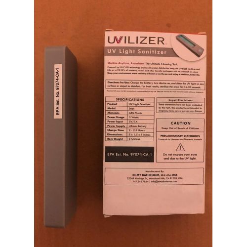  In My Bathroom UVILIZER Stick - UV Light Sanitizer & Ultraviolet LED Disinfection Lamp (Portable UV-C Sterilizer Wand | Attachable UV Cleaner for Home, Toilet, Car, Travel, Air | US Support)