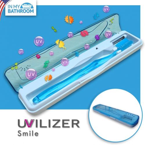  In My Bathroom UVILIZER Smile - UV Light Sanitizer & Ultraviolet Sterilizer Toothbrush Case w/Flashlight (Portable UV-C Cleaner for Home, Bathroom, Car, Travel USB-Charging & Wireless UVC Disinfe