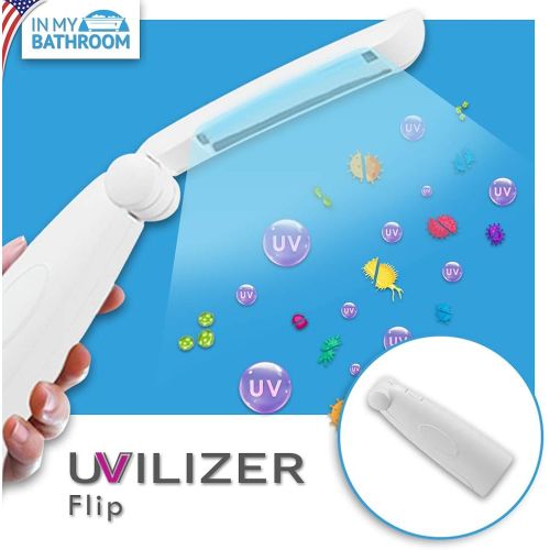  In My Bathroom UVILIZER Flip - UV Light Sanitizer & Ultraviolet Sterilizer Hand Wand (Portable UV-C Cleaner for Home, Baby Room, Travel Foldable UVC Disinfection Lamp Kill Germs, Bacteria, Virus