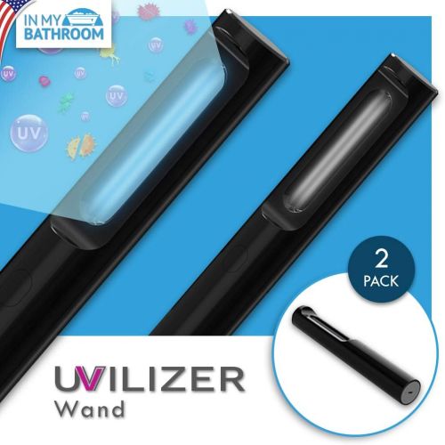  In My Bathroom UVILIZER Wand (2 Pack) - UV Light Sanitizer & Portable Ultraviolet Sterilizer (Handheld UV-C Cleaner for Home, Car, Travel Rechargeable UVC Disinfection Lamp Kills Germs, Bacteria,