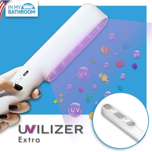  In My Bathroom UVILIZER Extra - UV Light Sanitizer & Ultraviolet LED Sterilizer Hand Wand (Portable UV-C Cleaner for Home, Car, Travel Rechargeable UVC Disinfection Lamp Kill 99% of Germs, Bacter