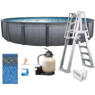 In The Swim 18' Round Above Ground Swimming Pool - Edge Package - Featuring: Sand Filter, Pump System and A-Frame Ladder