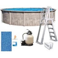 In The Swim 15' Round Above Ground Swimming Pool - Marina Package - Featuring: Sand Filter, Pump System and A-Frame Ladder