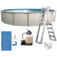 In The Swim 15' Round Above Ground Swimming Pool - Freestyle Package - Featuring: Sand Filter, Pump System and A-Frame Ladder