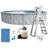 In The Swim 18' Round Above Ground Swimming Pool - Ambassador Package - Featuring: Sand Filter, Pump System and A-Frame Ladder