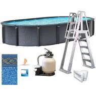 In The Swim 15' x 30' Oval Above Ground Swimming Pool - Edge Package - Featuring: Sand Filter, Pump System and A-Frame Ladder