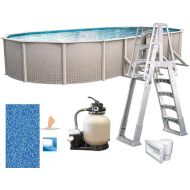 In The Swim 15' x 30' Oval Above Ground Swimming Pool - Freestyle Package - Featuring: Sand Filter, Pump System and A-Frame Ladder