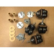 In Tune Piano Supply Double/Dual Rubber Wheel Caster Kit For Upright Pianos - 4 Casters +Hardware Set