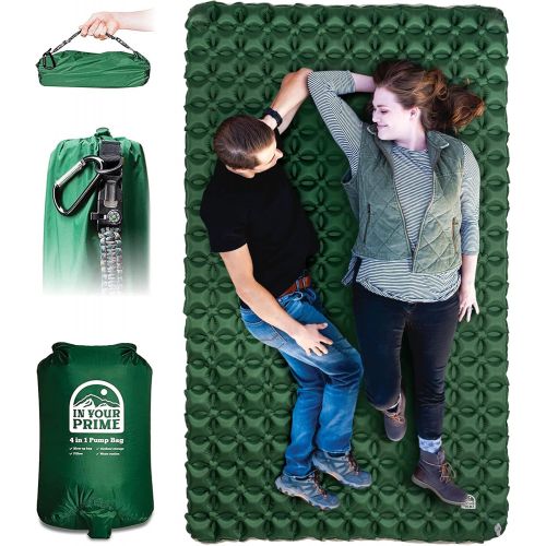  [아마존베스트]In Your Prime Double Sleeping Pad | (35.6 OZ) Inflatable Backpacking Bed | Ultralight Portable Camping, car, Tent, Truck Mattress | 2 Person mat | Includes Paracord Bracelet, Pump