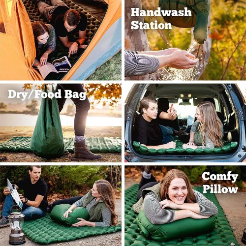  [아마존베스트]In Your Prime Double Sleeping Pad | (35.6 OZ) Inflatable Backpacking Bed | Ultralight Portable Camping, car, Tent, Truck Mattress | 2 Person mat | Includes Paracord Bracelet, Pump