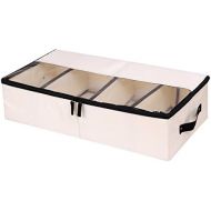 [아마존 핫딜]  [아마존핫딜]In kds Clothes Shoes Organizer Multifunction Foldable Under The Bed Storage Box with Dust-Proof Lid 4 Compartment (Beige)