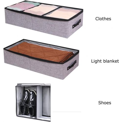  [아마존 핫딜]  [아마존핫딜]In kds Clothes Shoes Organizer Multifunction Foldable Under The Bed Storage Box with Dust-Proof Lid 4 Compartment (Beige)