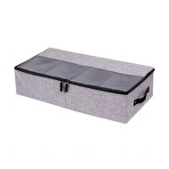 In kds Clothes Shoes Organizer Multifunction Foldable Under The Bed Storage Box with Dust-Proof Lid 4 Compartment (Dark Grey)