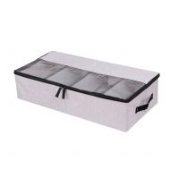In kds Clothes Shoes Organizer Multifunction Foldable Under The Bed Storage Box with Dust-Proof Lid 4 Compartment (Grey)