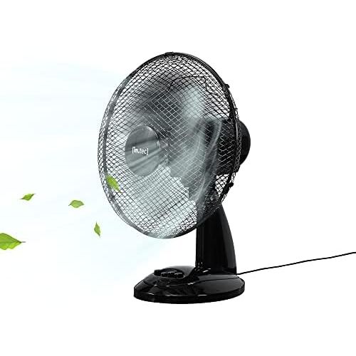  [아마존베스트][in.tec] Table Fan with 3 Levels Oscillation Fan Diameter 31 cm Oscillating Air Cooler Wind Machine 40 W Black