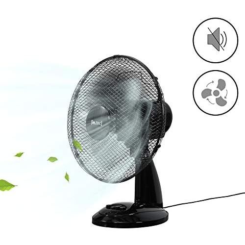  [아마존베스트][in.tec] Table Fan with 3 Levels Oscillation Fan Diameter 31 cm Oscillating Air Cooler Wind Machine 40 W Black