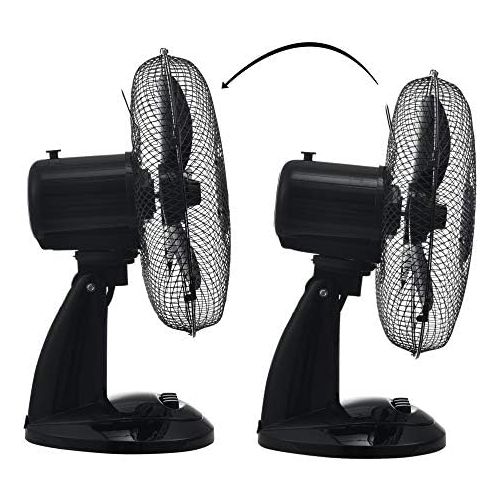  [아마존베스트][in.tec] Table Fan with 3 Levels Oscillation Fan Diameter 31 cm Oscillating Air Cooler Wind Machine 40 W Black