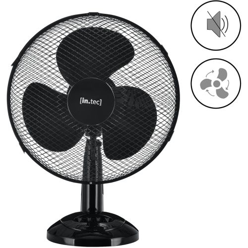  [아마존베스트][in.tec] Table Fan with 3 Levels Oscillation Fan Diameter 31 cm Oscillating Air Cooler Wind Machine 40 W Black