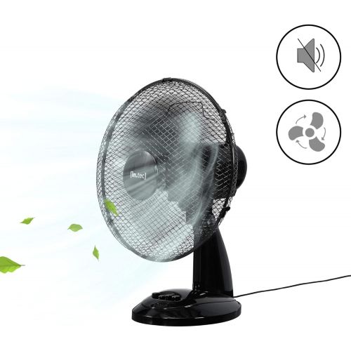  [아마존베스트][in.tec] Table Fan with 3 Levels Oscillation Fan Diameter 31 cm Oscillating Air Cooler Wind Machine 40 W Black