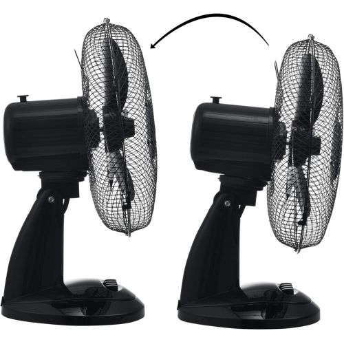  [아마존베스트][in.tec] Table Fan with 3 Levels Oscillation Fan Diameter 31 cm Oscillating Air Cooler Wind Machine 40 W Black