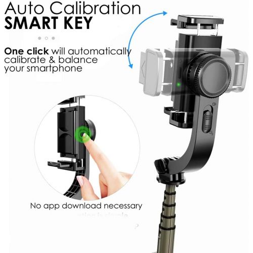  InDigi Single Axis Handheld Gimbal Stabilizer, 3-in-1 Collapsible Portable Smartphone Selfie Stick Tripod, Anti-Shake 360° Rotate with Wireless Remote for iPhone Android Phone Blogger You