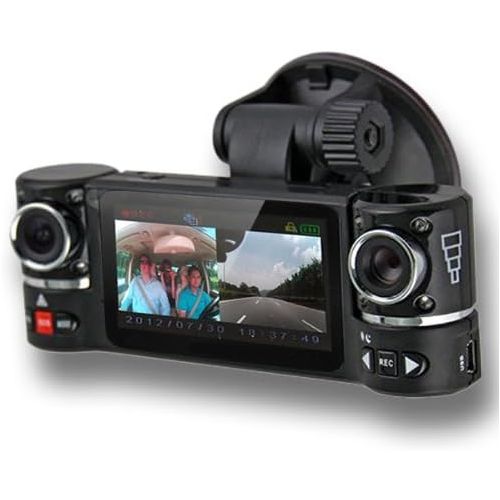  InDigi inDigi Dual Camera Rotated Lens Car DVR w 2.7 Split LCD + Night Vision + Motion Activate