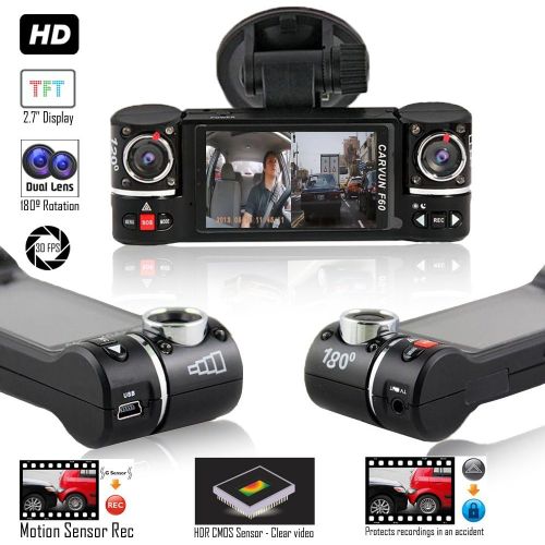  InDigi inDigi NEW! 2.7 TFT LCD Dual Camera Rotated Lens Car Security Camera Recorder Night Vision Dash Cam