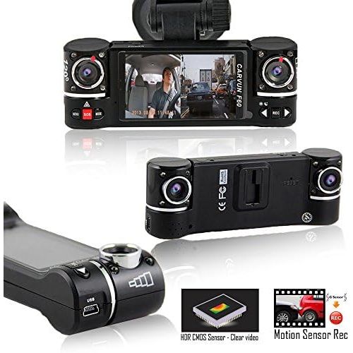  InDigi Indigi F6+ Car DVR 1080P HD 2.7-inch Color LCD Dashcam Car DVR [ Dual Rotating lens + Motion Activate + File Protection + Loop Recording ]