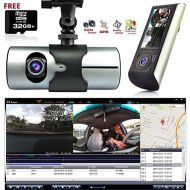 InDigi Indigi Dash Cam 2.7 LCD HD Dual Cam Car DVR Black Box wGPS Tracker + G-Sensor + 32GB