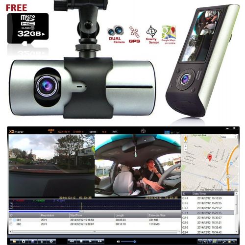  InDigi Indigi Dash Cam 2.7 LCD HD Dual Cam Car DVR Black Box wGPS Tracker + G-Sensor + 32GB